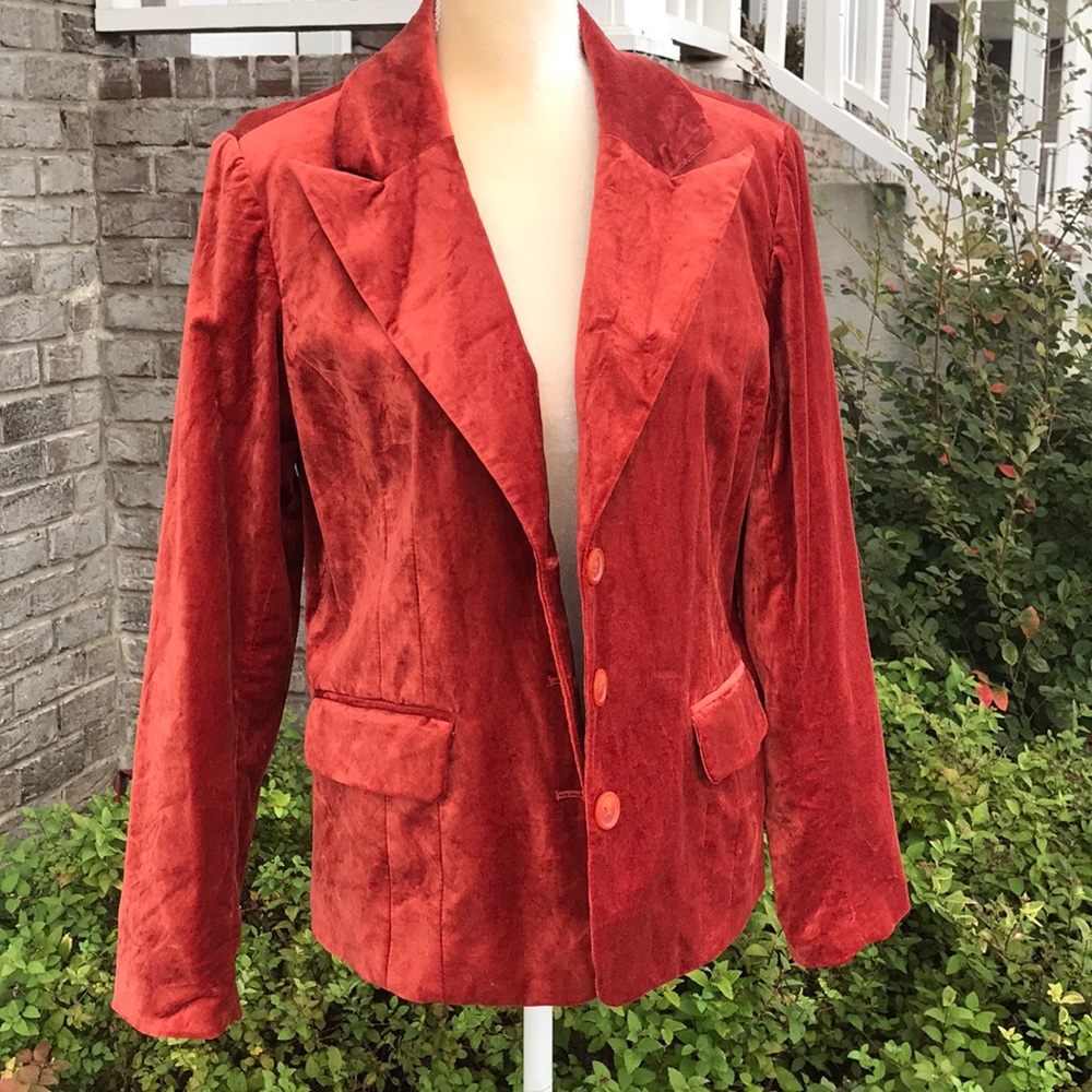 Dialogue Orange Velvet Blazer